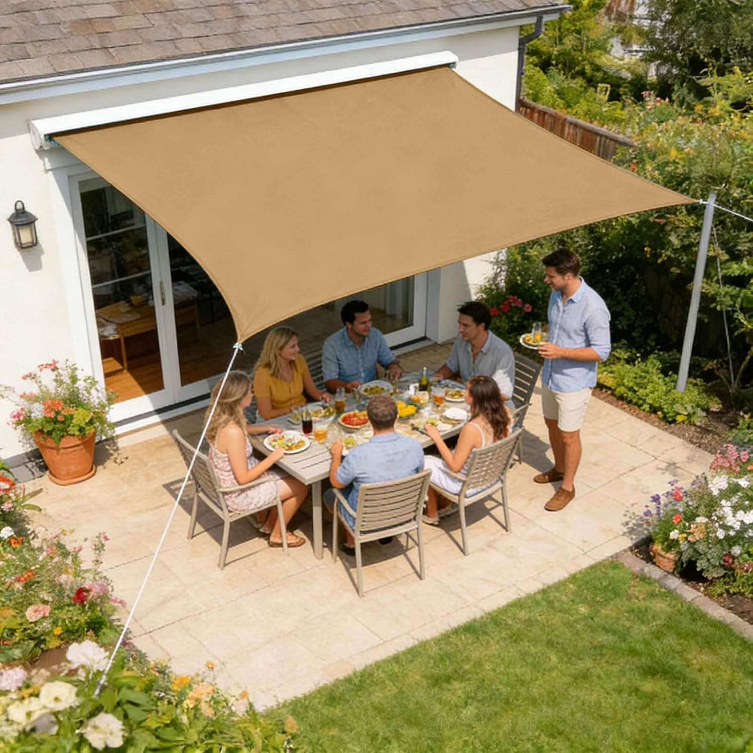 Sun Shade Sail Rectangle Outdoor Canopy UV Block Waterproof Patio Shade Cover Breathable Fabric for Backyard Garden Deck Pergola Beach (13'x6.6' Yellow)