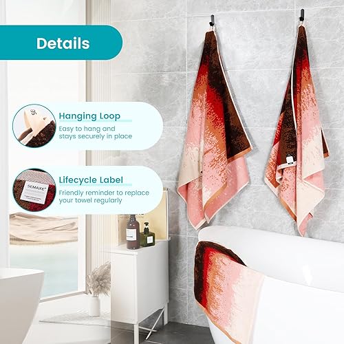 Vista 437 de SEMAXE - Juego de toallas de baño grises, 2 toallas de baño, 2 toallas de mano, 4 toallas faciales, toalla 100% algodón para baño, toalla suave