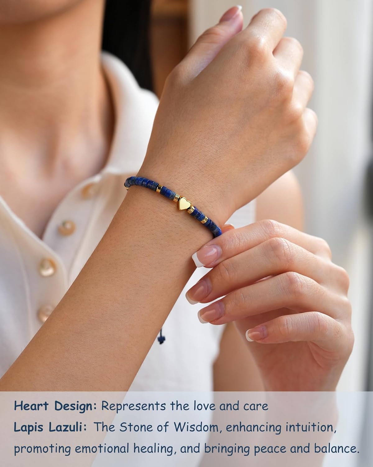Blue Lapis Lazuli Stone Bracelet – Handmade Healing Crystal Gemstone Dainty Bracelet, Minimalist Style Gift for Her, Perfect Birthday Christmas Gift - Image 3