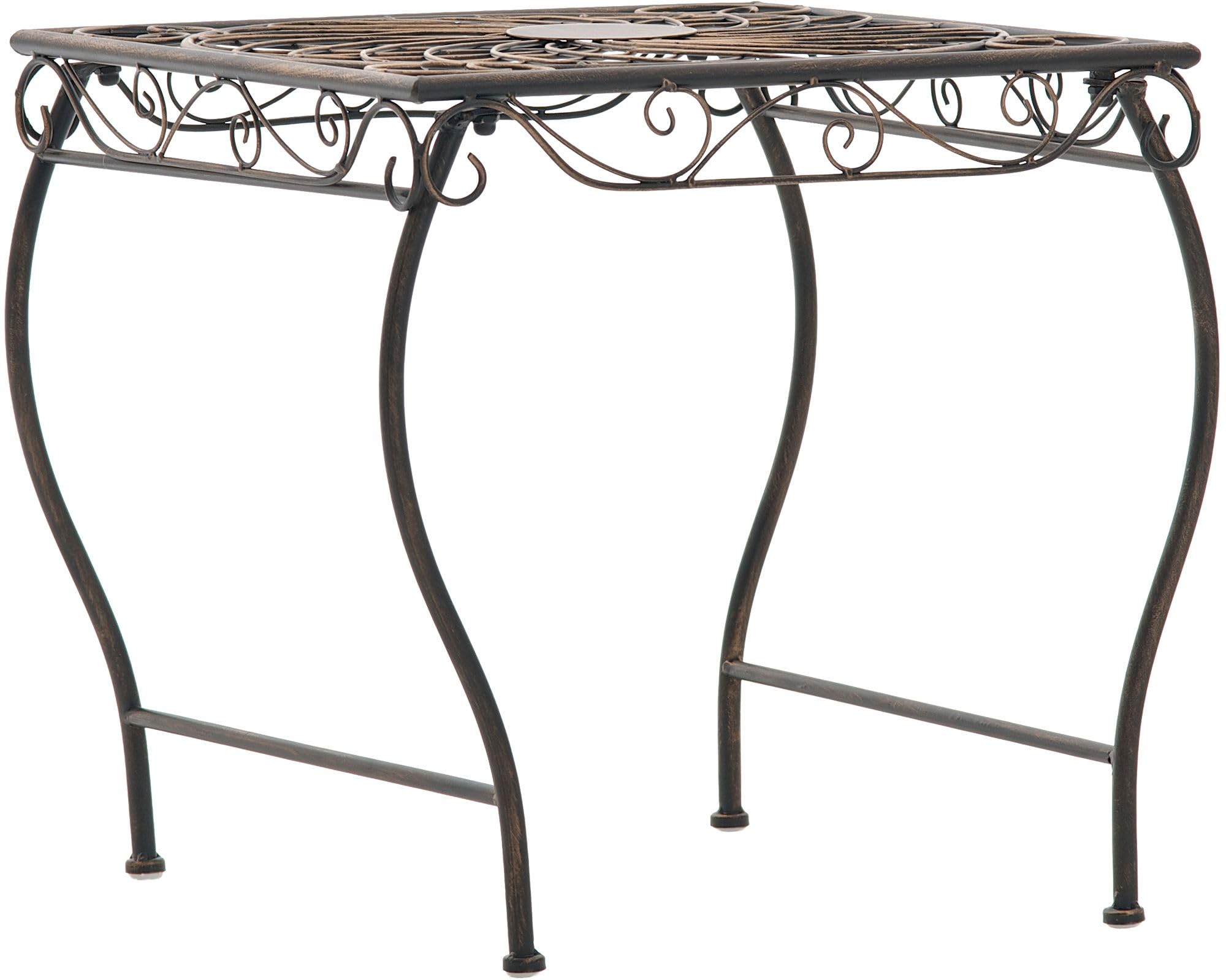 CLP Tavolino da Giardino in Ferro Zarina, Stile Liberty Romantico, Idrorepellente, Bronzo