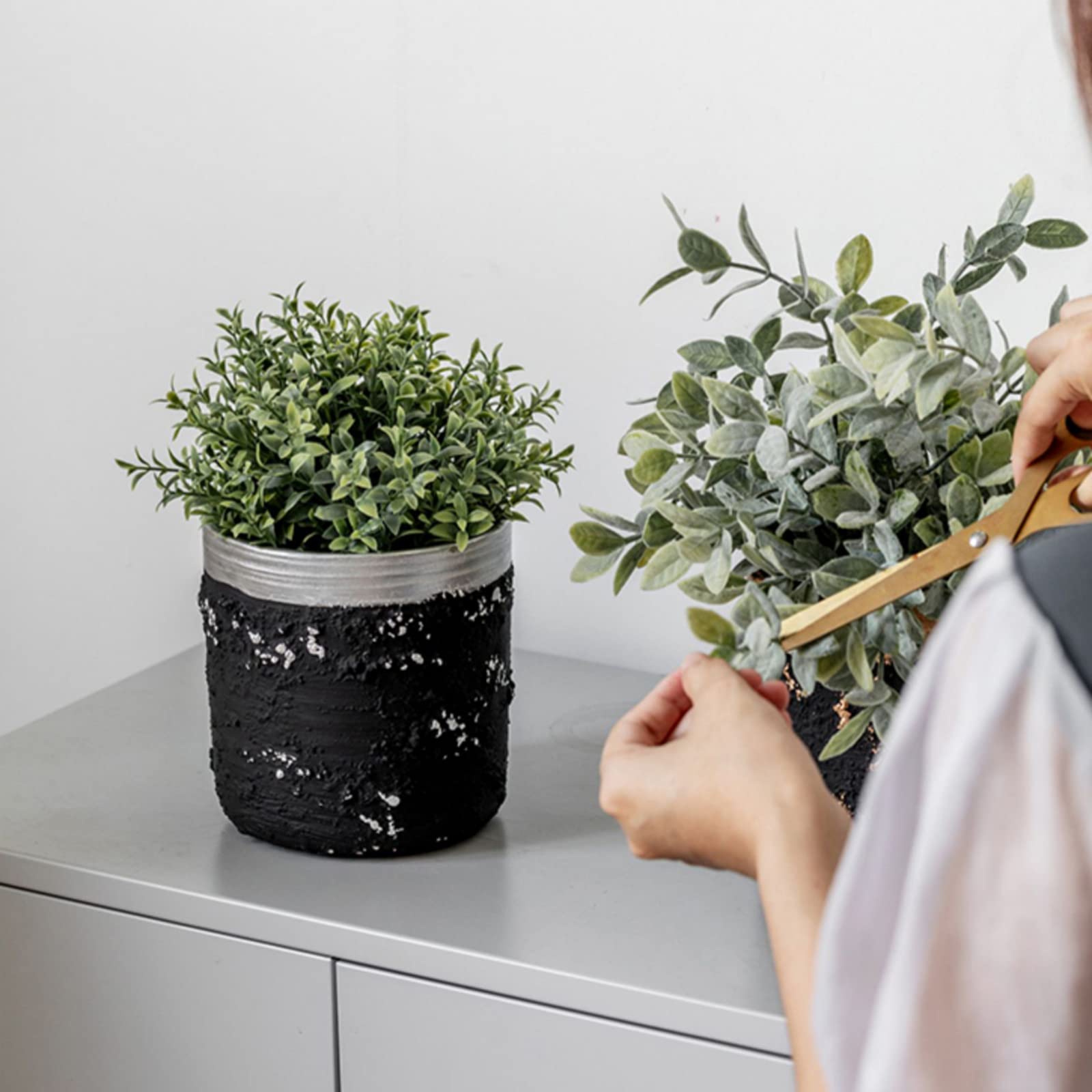 Vasi da Giardino Vasi per Piante in Cemento a Trama screziata, Moderno Vaso da Fiori cilindrico con Foro di drenaggio per Decorazioni per la casa e L'Ufficio, Matrimoni di Compleanno
