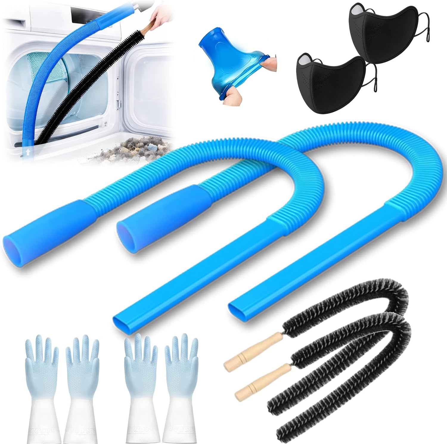 Universal Dryer Lint Vacuum Attachment, Dryer Vent Cleaner Kit, Includes Flexible Lint Brush, Compatible with Most Vacuum Cleaners for Fast Lint Removal, Prevents Fire Hazards (2PCS)