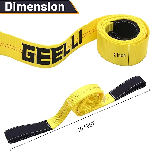 Miniatura 2 de Paquete de 2 correas de elevación de 10 x 2 pulgadas con ojo trenzado, capacidad de 15,000 libras, correa de poliéster resistente, correa de