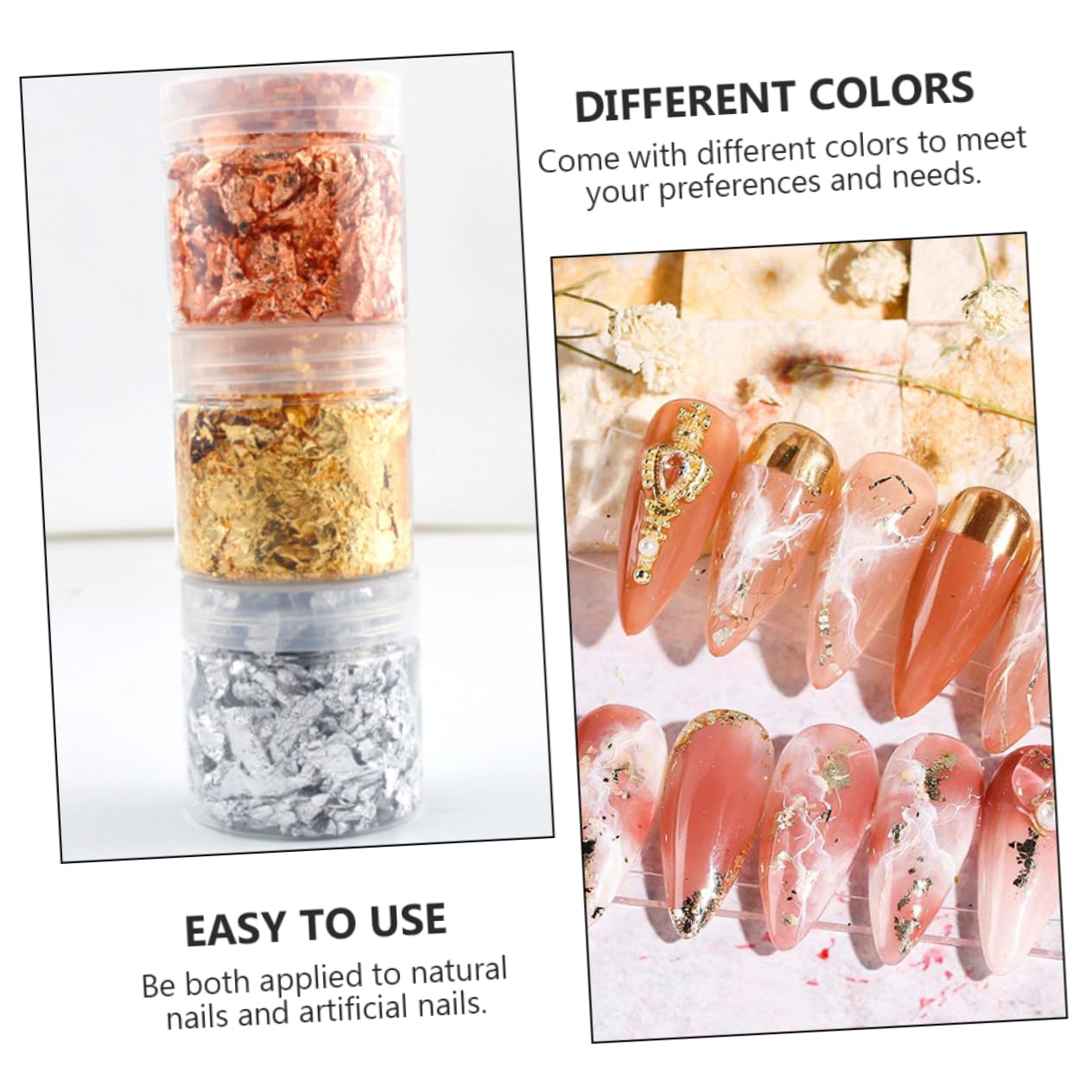 FOMIYES 3 Pack Manicure Gold Foil Pieces Decorative Nail Art DIY Gold Foil Sheets