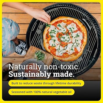 Lodge Seasoned Cast Iron Pizza Pan 15 Inch - Pre-Seasoned, Round Pizza Pan with Dual Assist Handles - Even Heat Distribution- PFAS-Free, Non-Toxic Cookware - Oven Safe