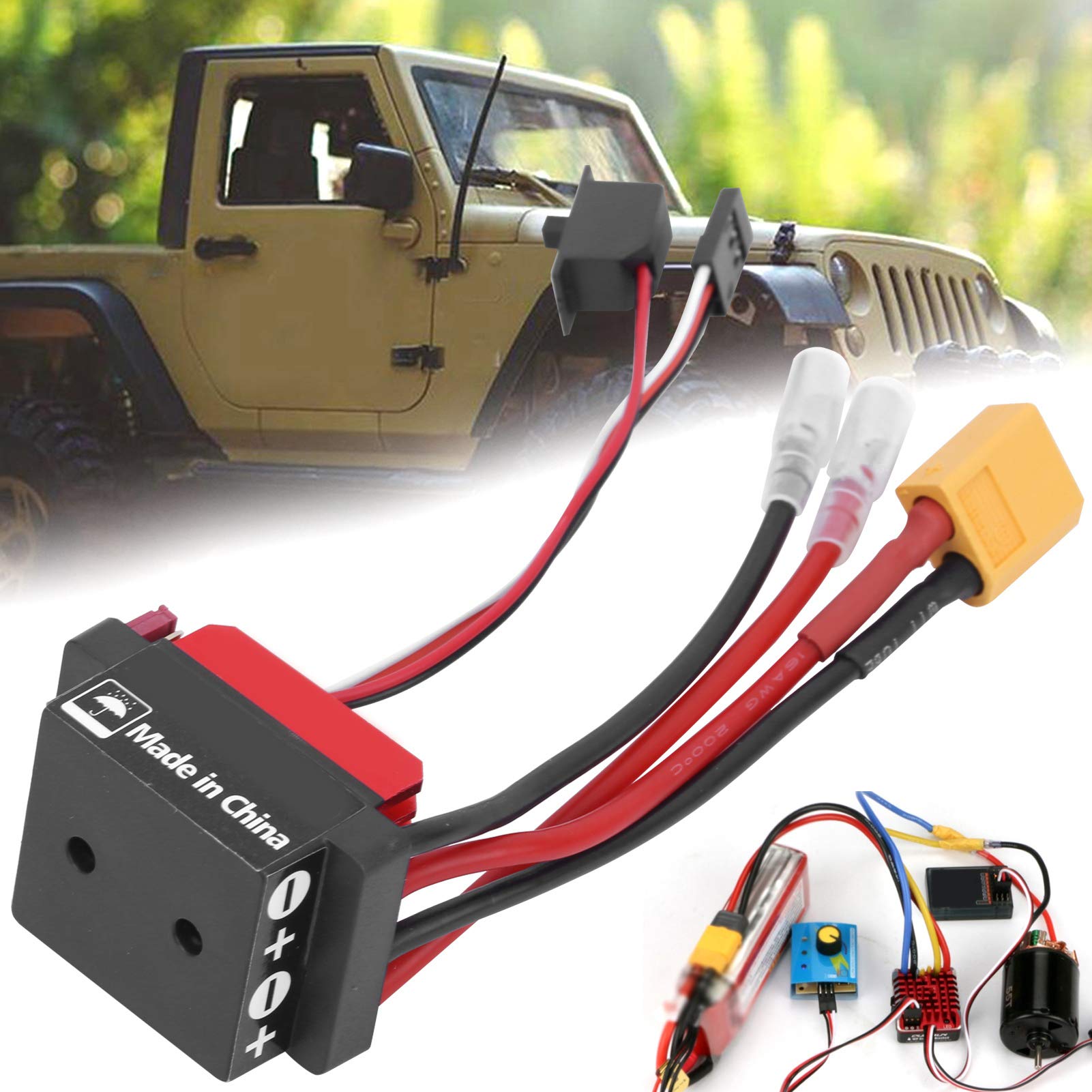 Regolatore elettronico di velocità 360A, RC Crawler Car Bidirezionale ESC Spazzolato Motore Pezzi di Ricambio Attrezzatura di Controllo remoto per 1/10 RV Overland Car Short Truck (Spina XT60)
