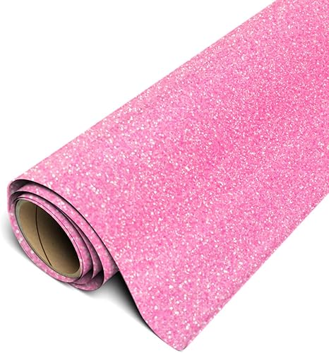 Siser Glitter HTV Rollo de 11.8 x 10 pies, vinilo de transferencia de calor para planchar (rosa neón)