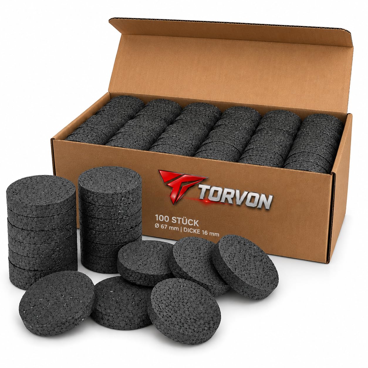 100 tapas de poliestireno expandido de poliestireno expandido de 67 mm de diámetro y 16 mm de grosor, para tacos aislantes, tacos de placa, aislamiento térmico, accesorios para fachadas (grafito, 100