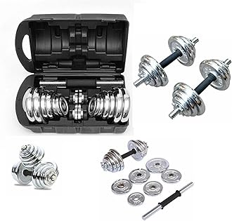 20Kg Adjustable Chrome Dumbbell Set Gym Exercise Free Weights dumbel home
