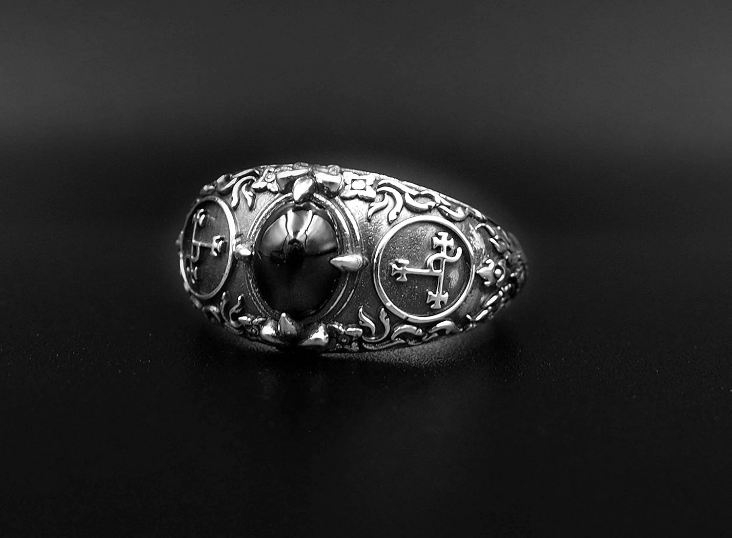 Onyx Seal Sigil of Lilith Ring for Women's and Men's Ring 925 Sterling Silver Size 6-15