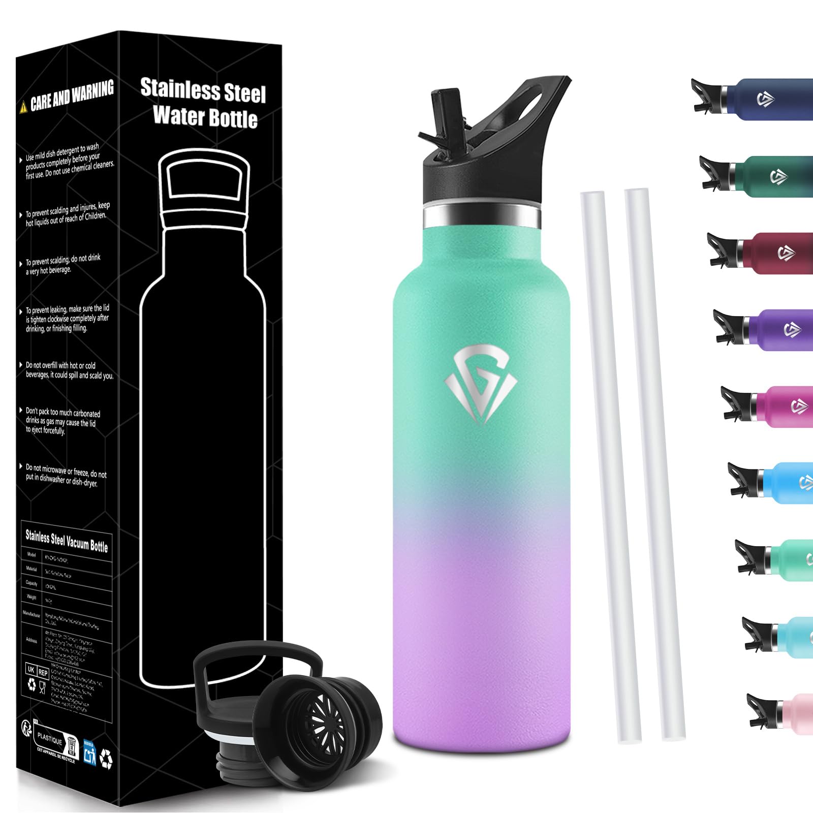 HoneyHolly Children's Thermal Bottle, 500 ml, 18/8 Stainless Steel, Thermal Bottle, BPA-Free, Double Walled Vacuum Bottles, Thermal Bottles with Straw, Thermos for School, Sports, Outdoor โ image 1