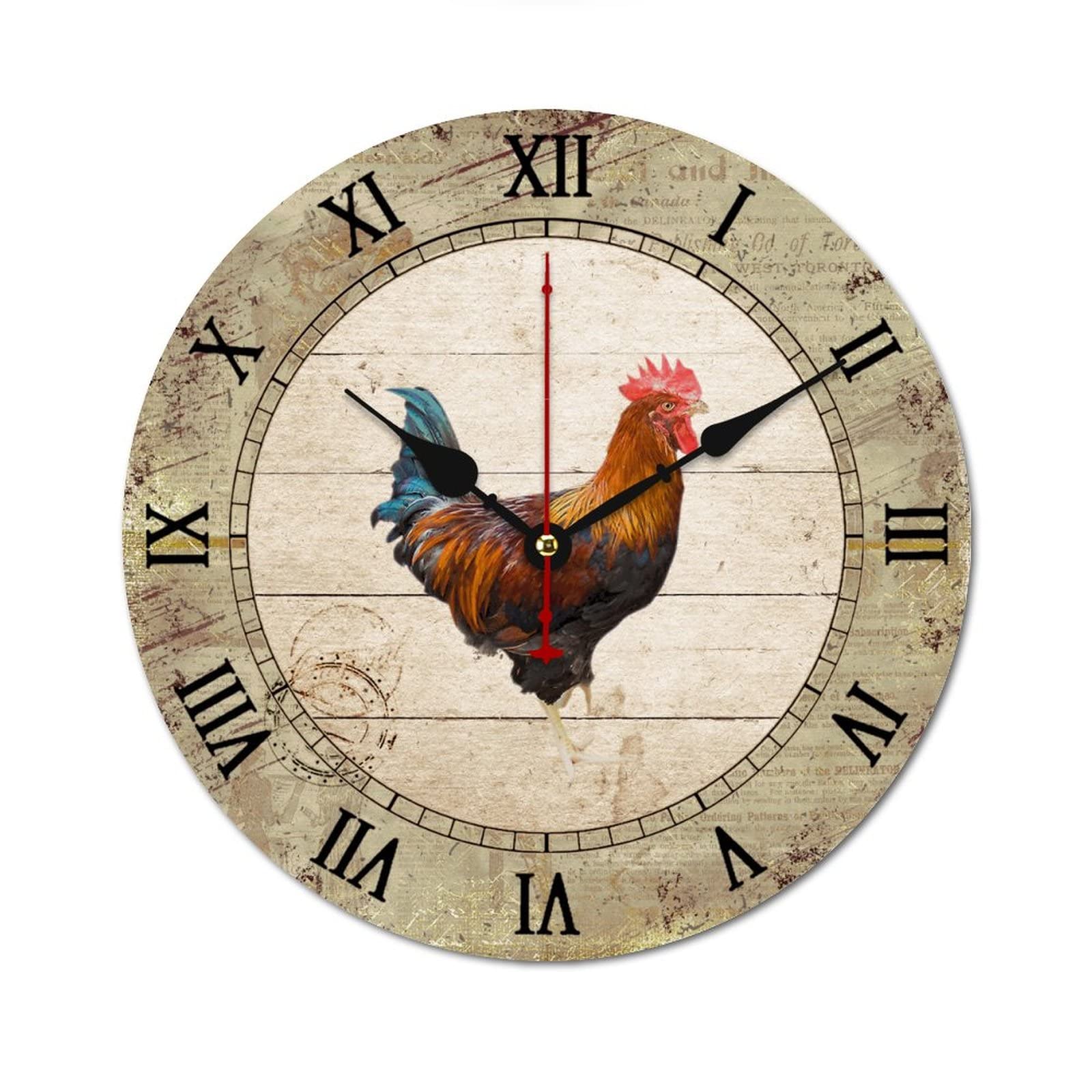 Horloge rétro coq matin silencieuse sans tic-tac pour des nuits calmes