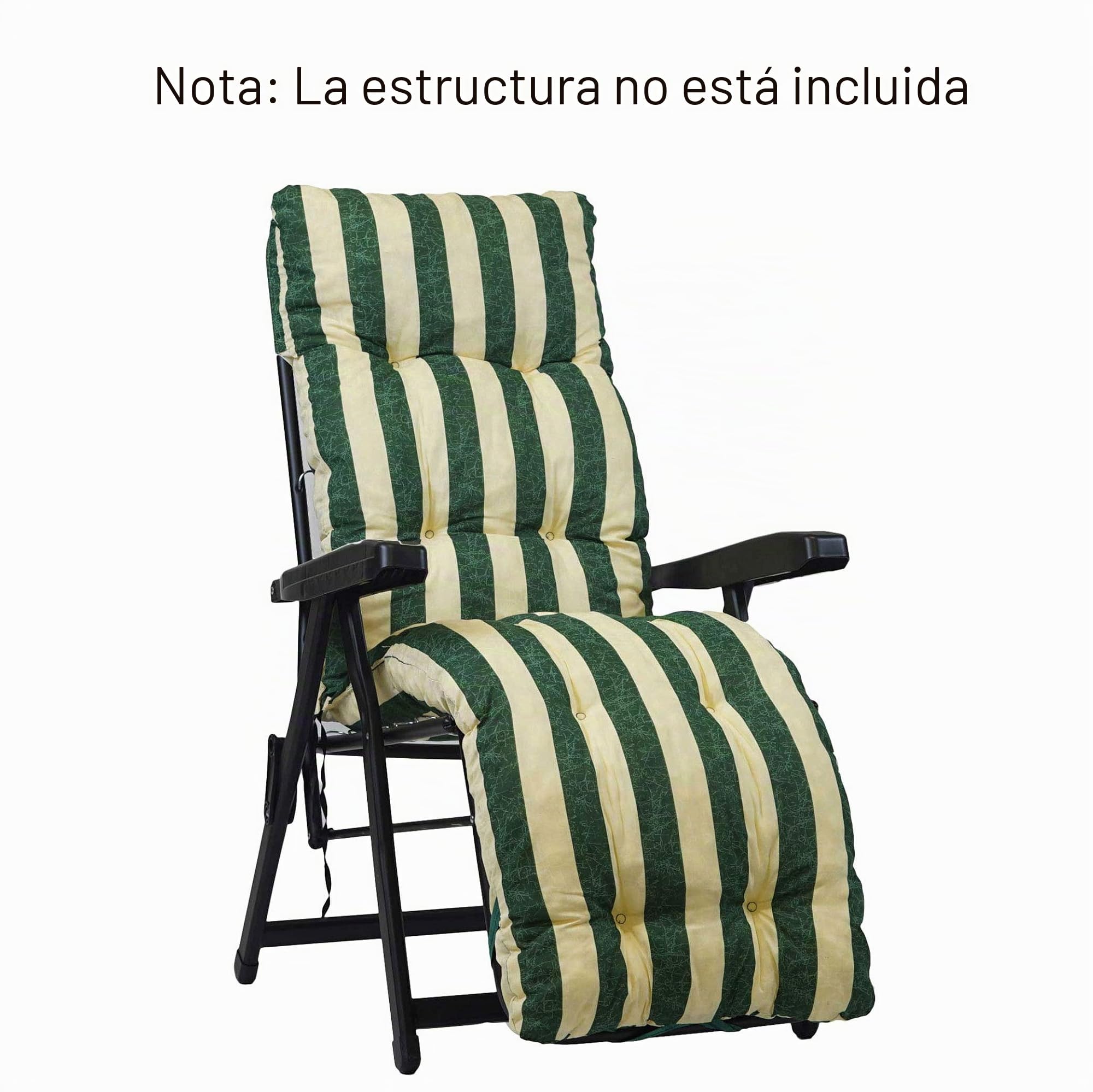 Cojín Acolchado para Tumbona con reposapiés (160 x 45 x 10 cm) – 100% Fabricado en Italia – Repuesto Ideal para Tumbona de jardín