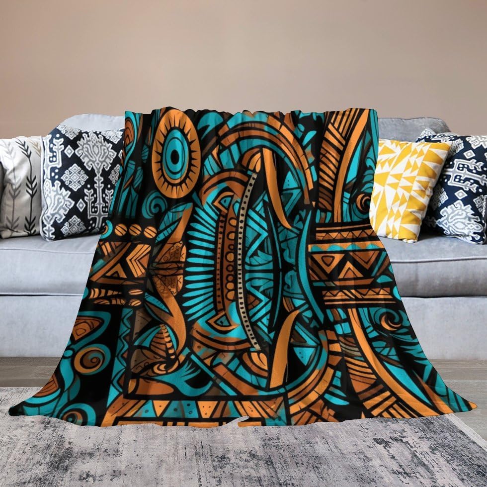 Miniatura 6 de Manta suave de franela con patrón tradicional mexicano del suroeste de 50 x 60 pulgadas para cama, sofá, sofá, idea de regalo