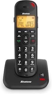 Binatone 3805 Big Button Speakeasy Cordless Single Dect Phone, Hearing Aid Compatible, Up to 10hrs Talk Time, 20 Names Phonebook, Black