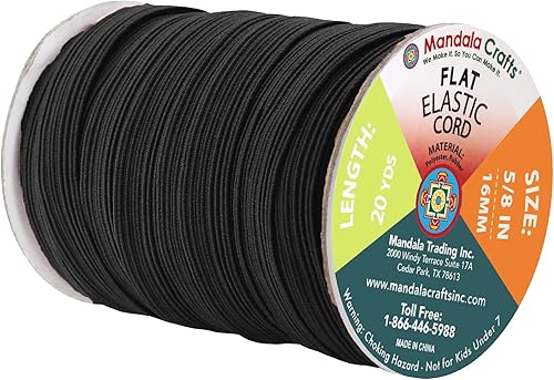 Vista 167 de Mandala Crafts - Rollo de cordón elástico plano para costura y manualidades Beige