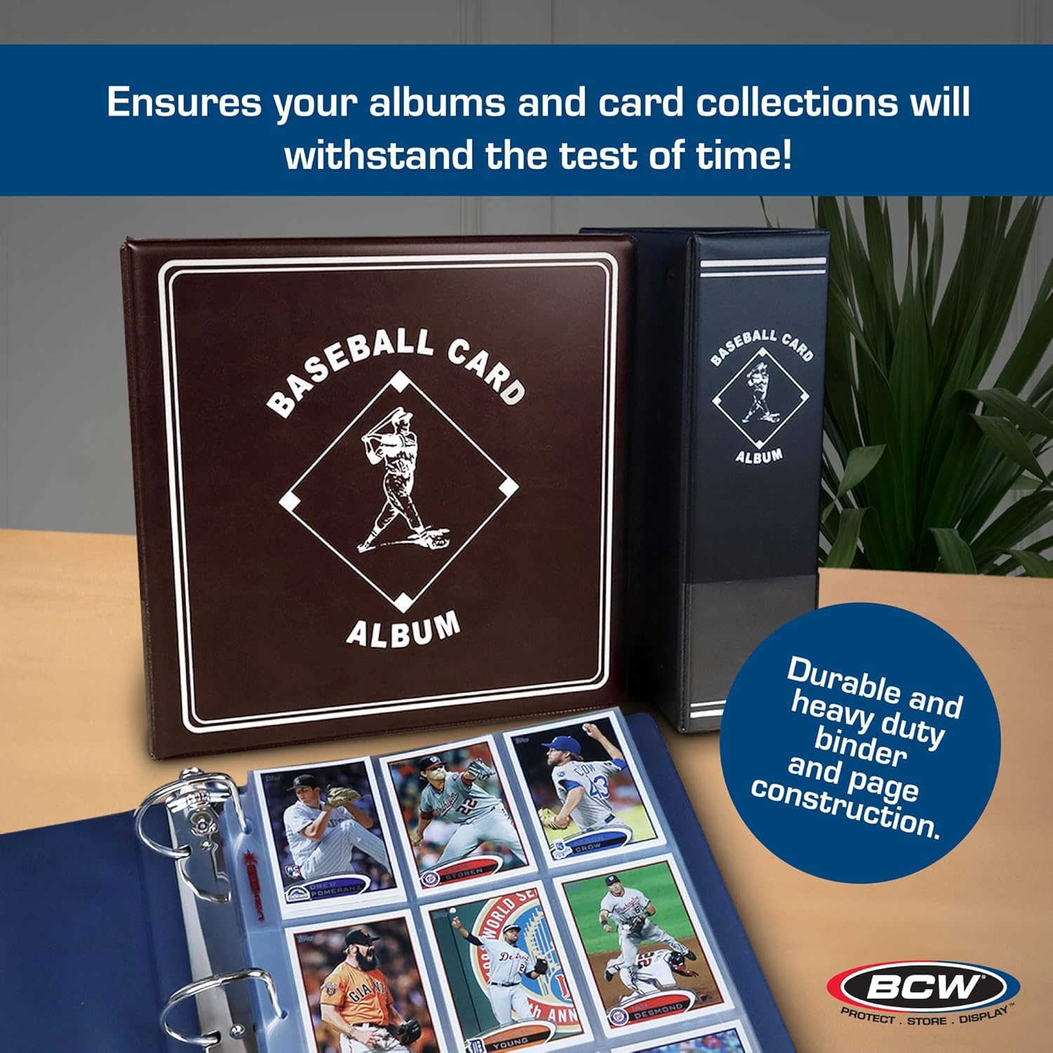 BCW Supplies Album da baseball da 7,6 cm, nero, raccoglitore durevole per 90 carte da baseball, ideale per collezionisti, archiviazione e protezione delle carte, confezione da 2