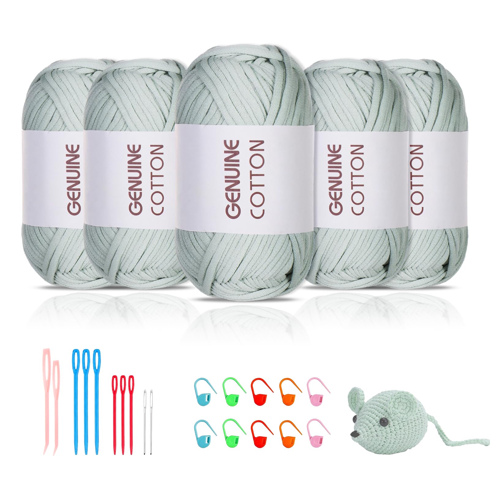 Maxee 5X50g Dickes Garn Baumwolle zum Häkeln, Chunky Häkelgarn für Anfänger, Kein Geteiltes Häkeln Amigurumi Wolle, Klobiges Baumwollgarn Einfaches Strickgarn zum Häkeln Stricke
