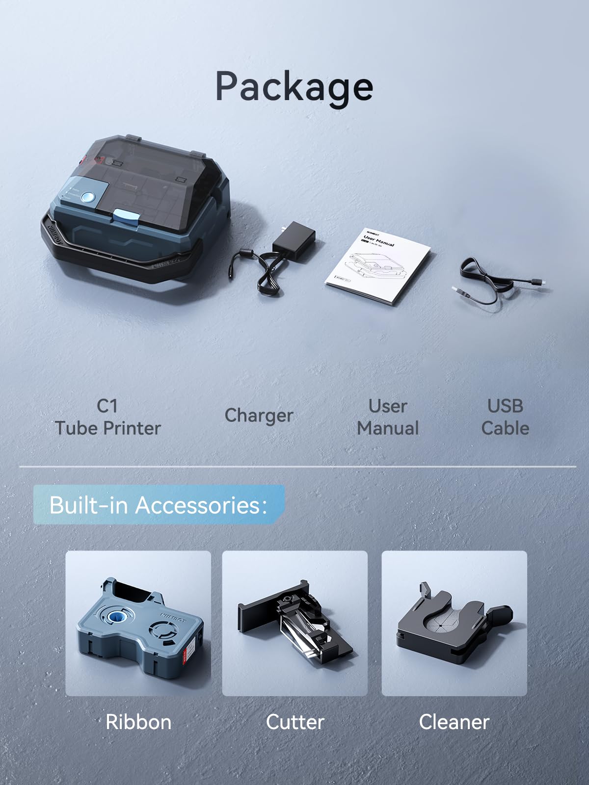 NIIMBOT C1 Impresora de Tubos, etiquetadora portátil