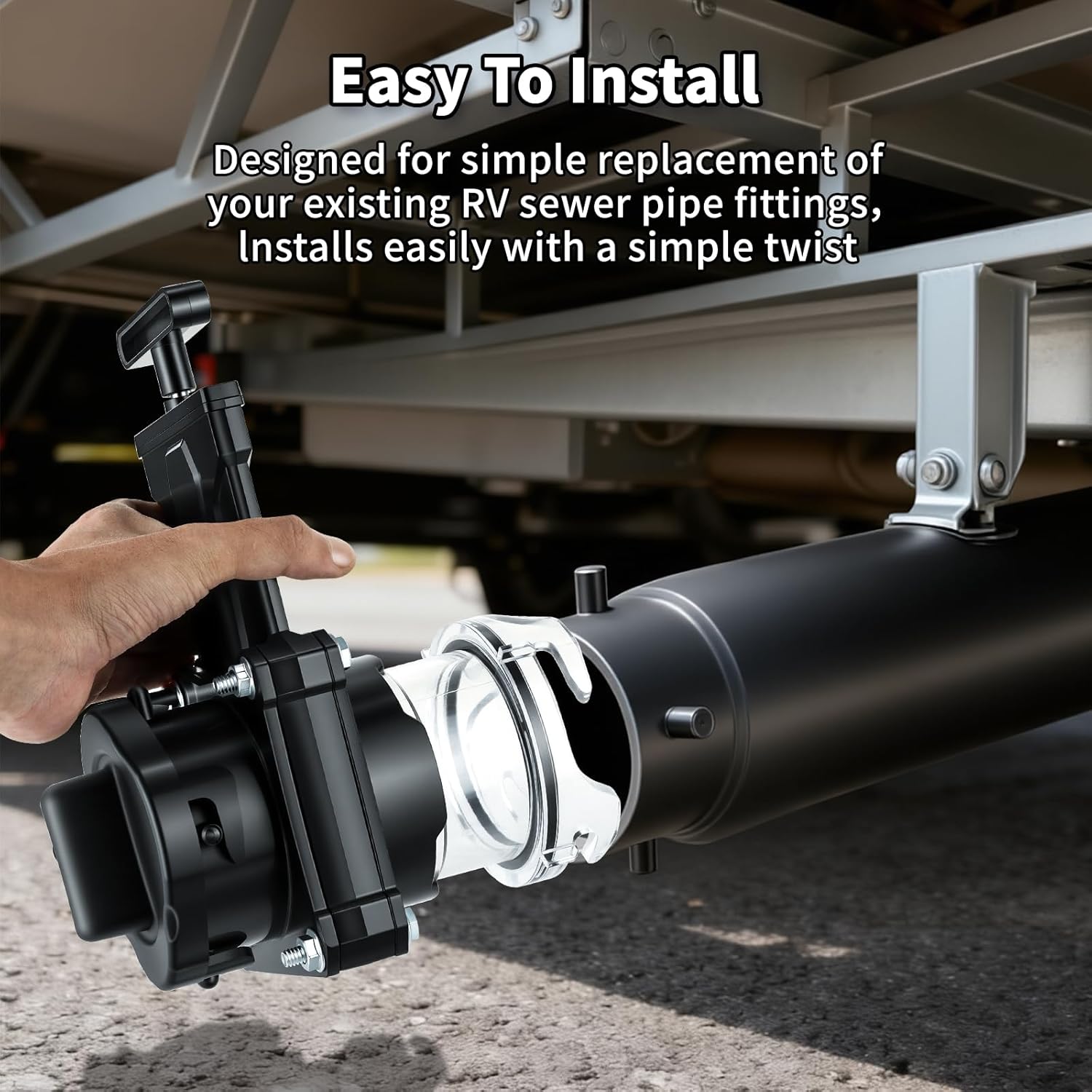 2 Pack RV Sewer Valve, Fits 3-Inch Sewer Hose Fittings for Various RV Camper and Sewer Systems, Leakproof & Durable Waste Valve With Built-in Clear Adapter Easy to View