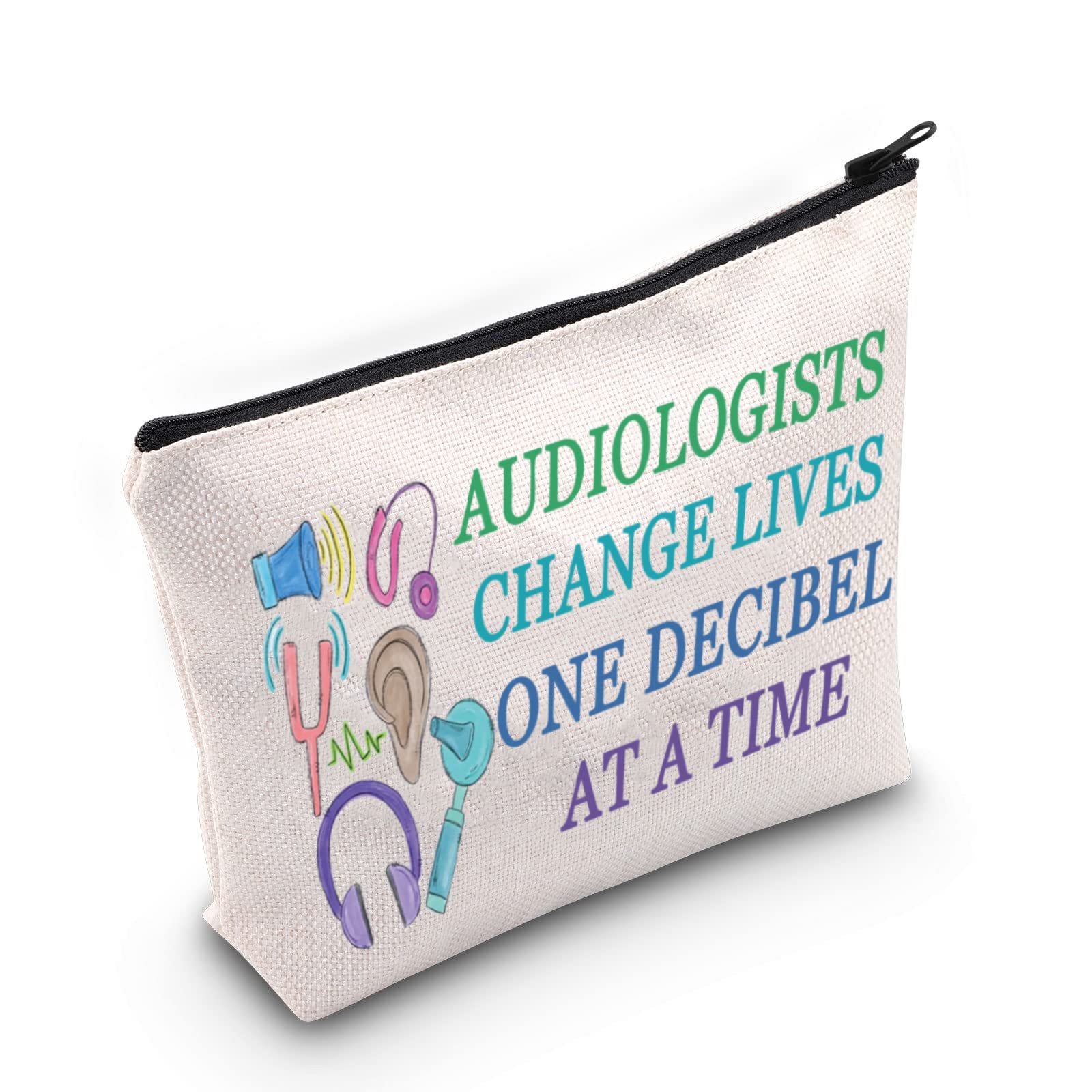 LEALO Kosmetiktasche Für Audiologen – Mit Spruch, Baumwoll-Leinen, 23x17 Cm, Vielseitig Nutzbar