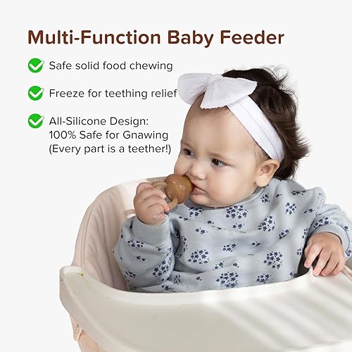 Miniatura 5 de Comedero de frutas para bebés con bolsa de silicona para alimentos sólidos para bebés, purés de verduras, comederos para bebés, niños y niñas, color