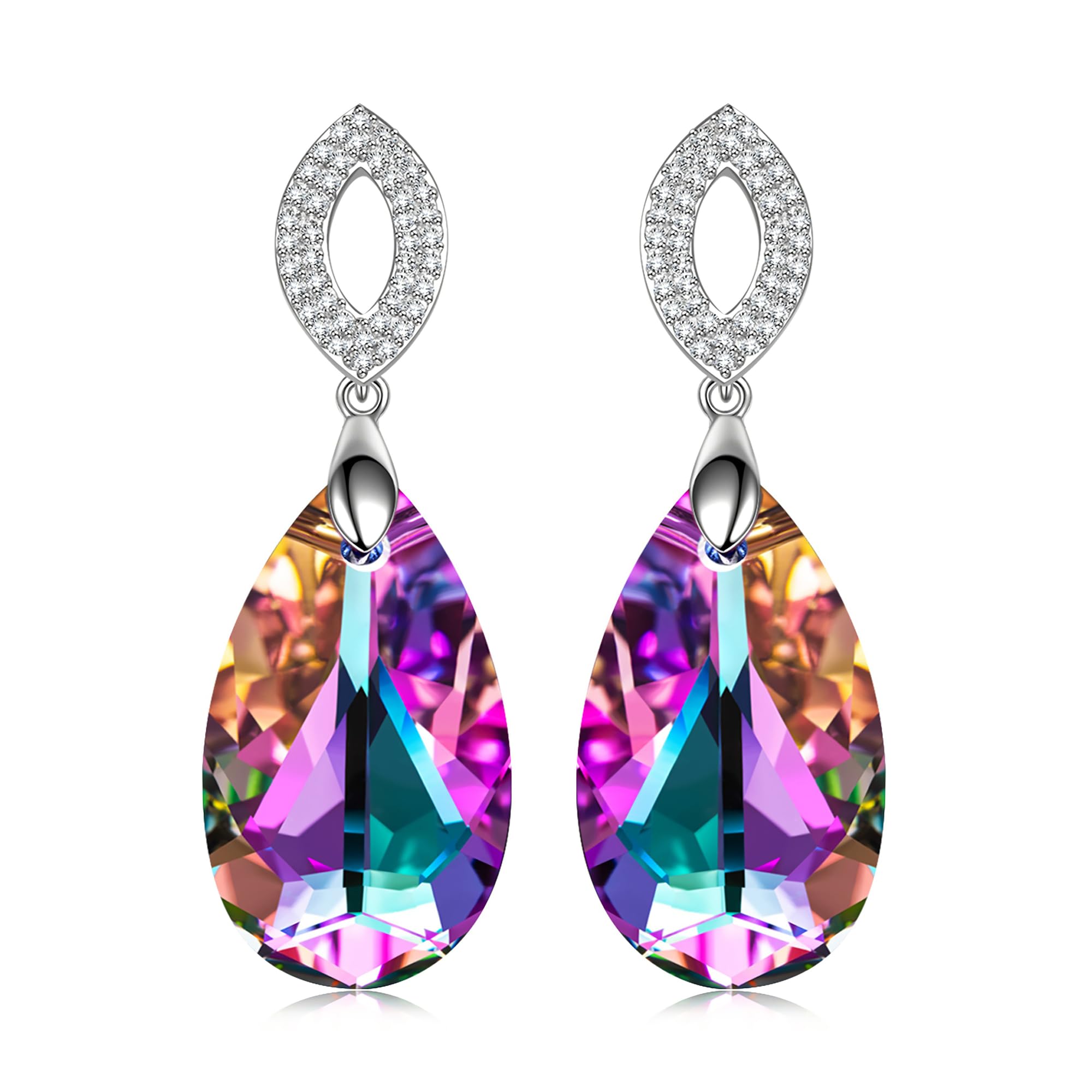 Swarovski Crystal Sterling Silver Drop Earrings