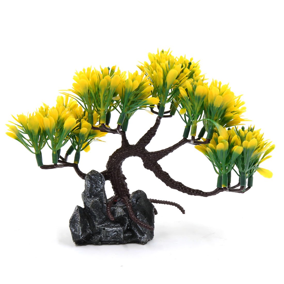 Décor d'aquarium sans entretien grâce à la plante plastique jaune paysage aqua