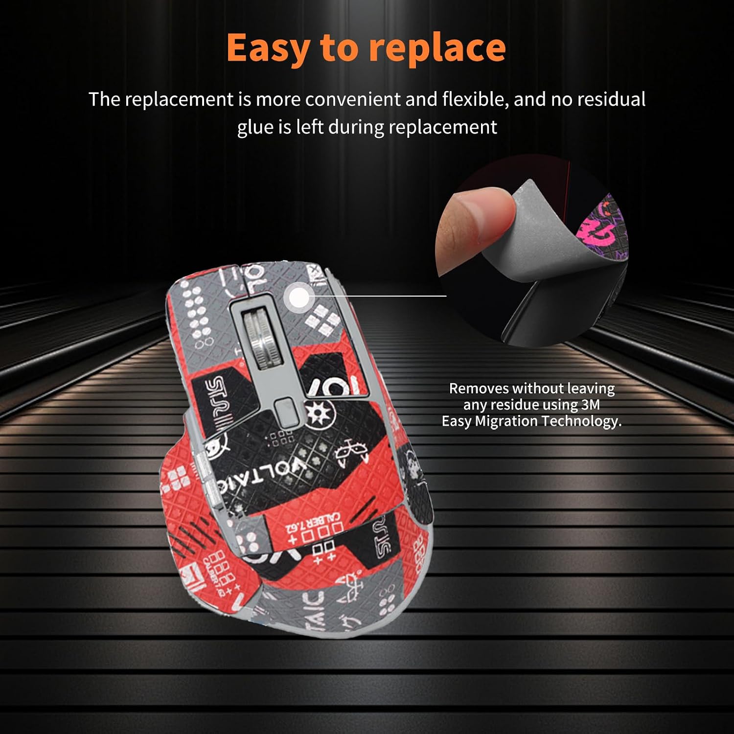 NOUKAJU Mouse Grip Tape for Logitech MX Master 3S, Rounded Curved Edges Mouse Feet Skates,Self-Adhesive PreCut Sweat-Resistant Professional Mice Upgrade Kit(Foot pad + Red Mouse Grip Tape) image 5
