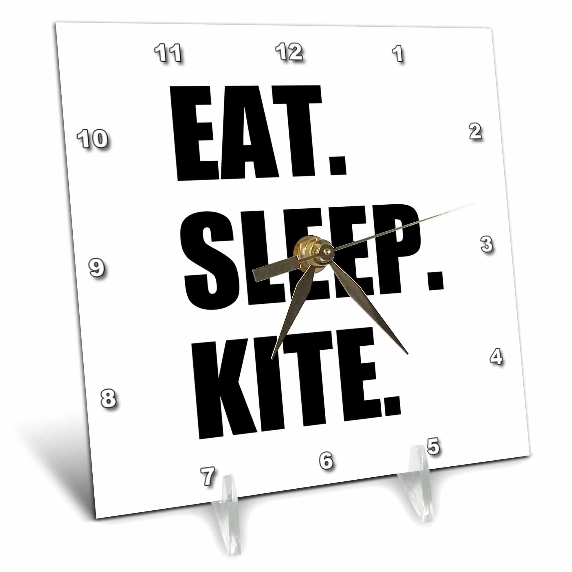3dRose dc_180416_1 Eat Sleep Kite Kitesurfing Kiteboarding Kite Surfer Kite Boarder Surf Desk Clock, 6