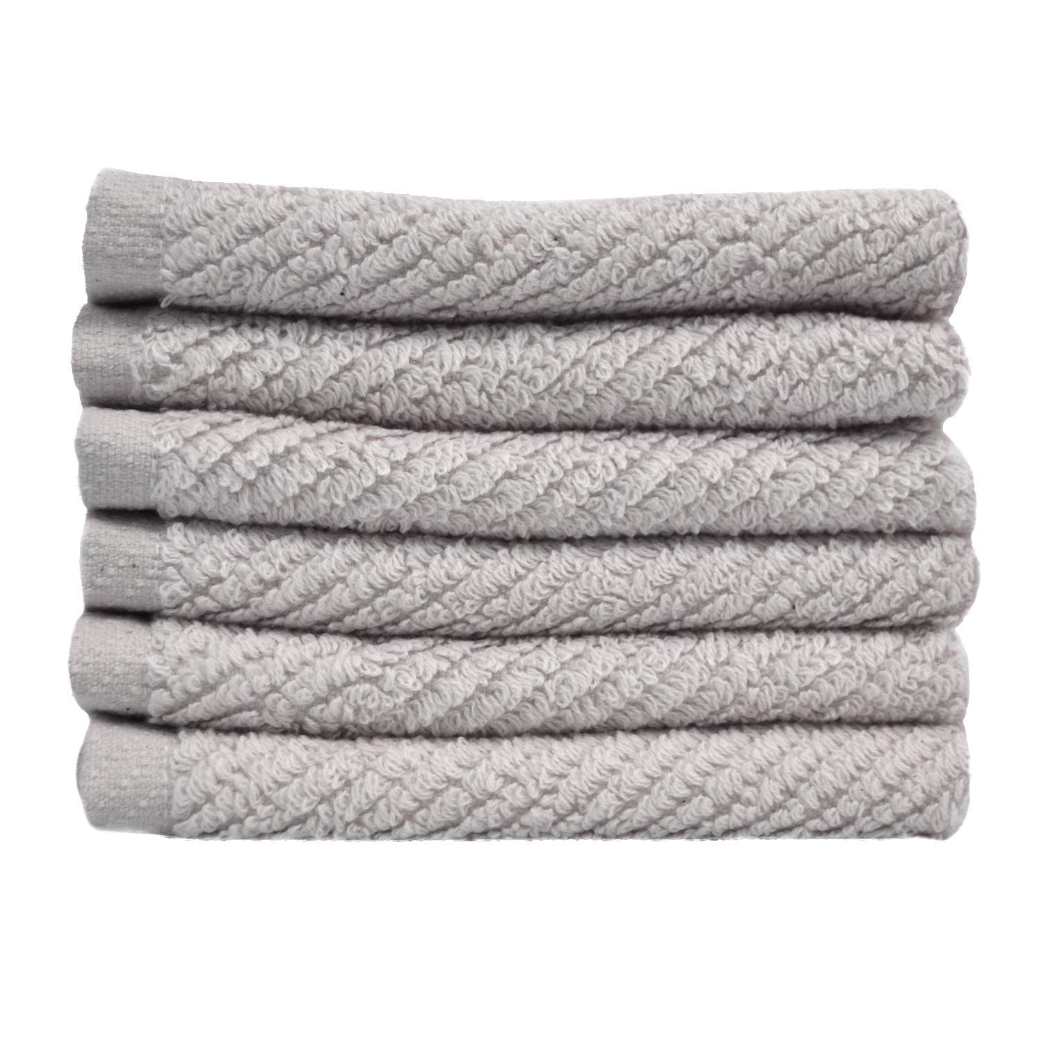 COYUCHI Air Weight Organic Wash Cloth, 6 Piece Set, Fog