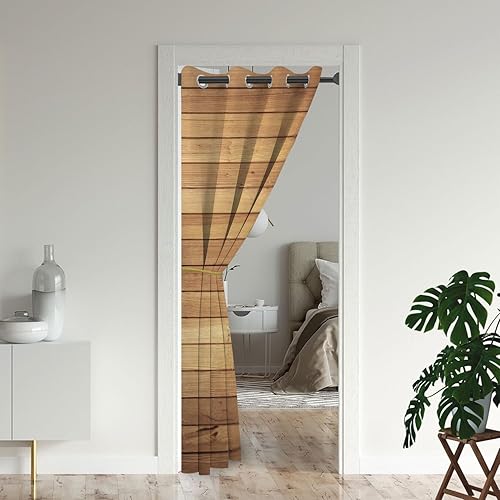 Miniatura 2 de Cortinas opacas de panel de madera rústica para puertas, textura de tablones de madera de granja, cortina opaca para armario de dormitorio de niños,