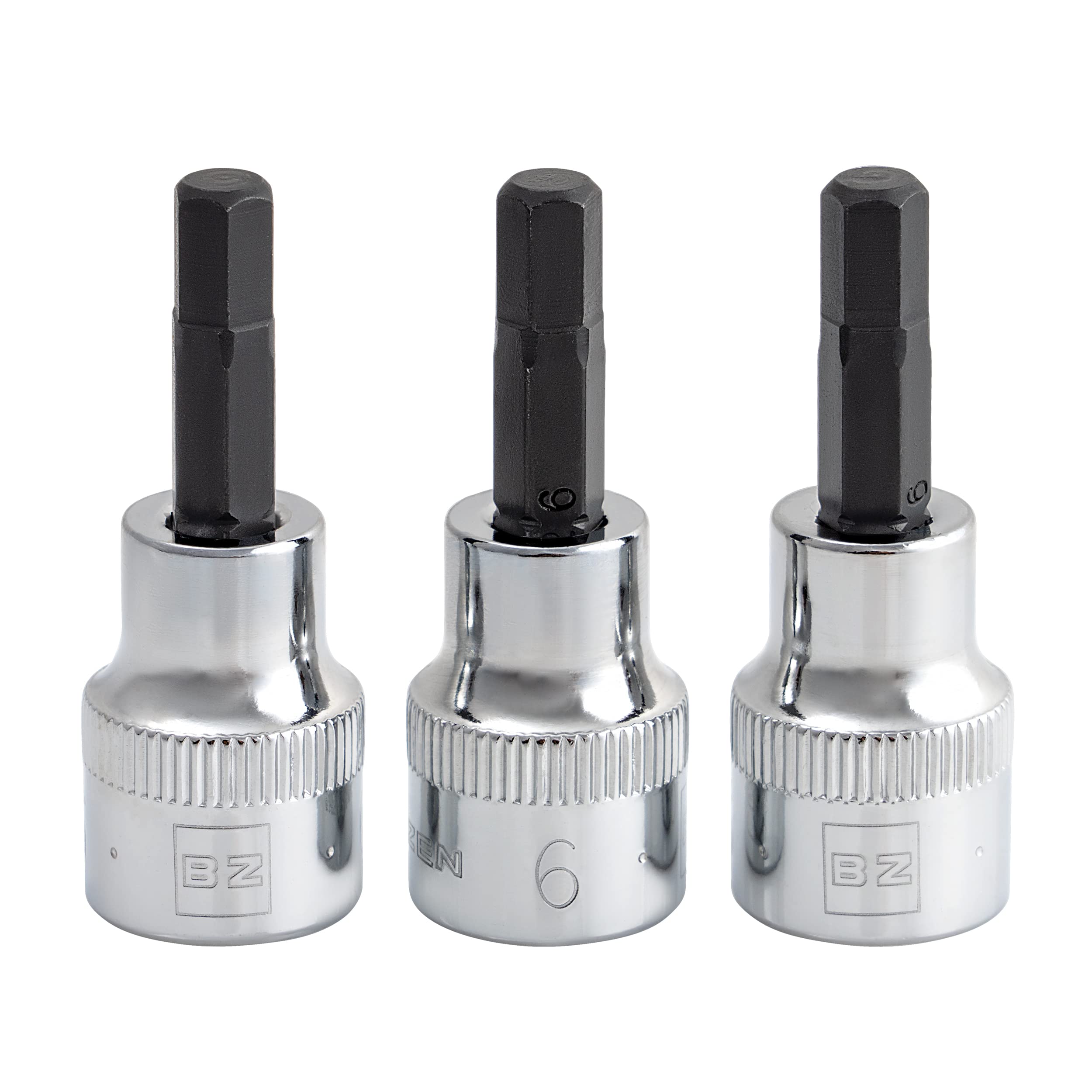 BRAZEN 6mm Hex Bit Socket/Allen Driver Three Pack (3/8" Drive, Short)