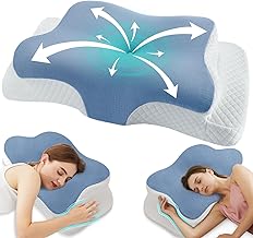 Ergonomic Memory Foam Cervical Pillow for Neck and Shoulder Pain -Adjustable Neck Support Pillows for Sleeping with Armrest - Orthopedic Bed Pillow for Side, Back & Stomach Sleepers