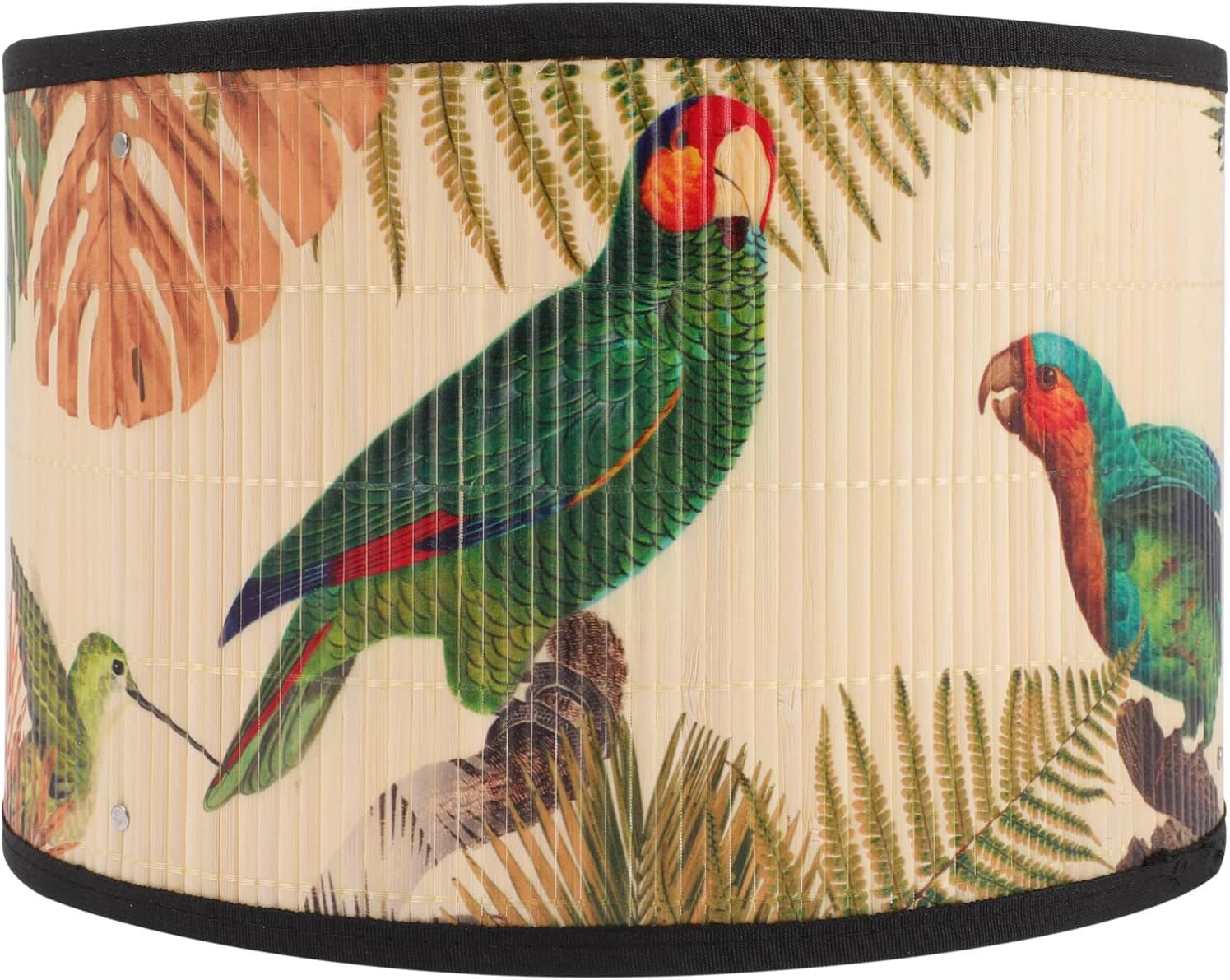 Drum Lamp Shade E27 Vintage Burlap Lampshade Birds Pattern Chandelier Lamp Cover Replaceable Light Accessories for Pendant Floor Light, 30X30x20CM