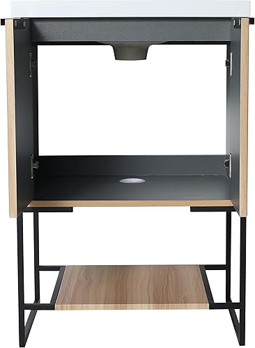 Miniatura 8 de Vanidad de baño de 24 pulgadas con fregadero, tocador de baño independiente de 24 pulgadas, combo de tocador de baño de un solo lavabo, tocador de