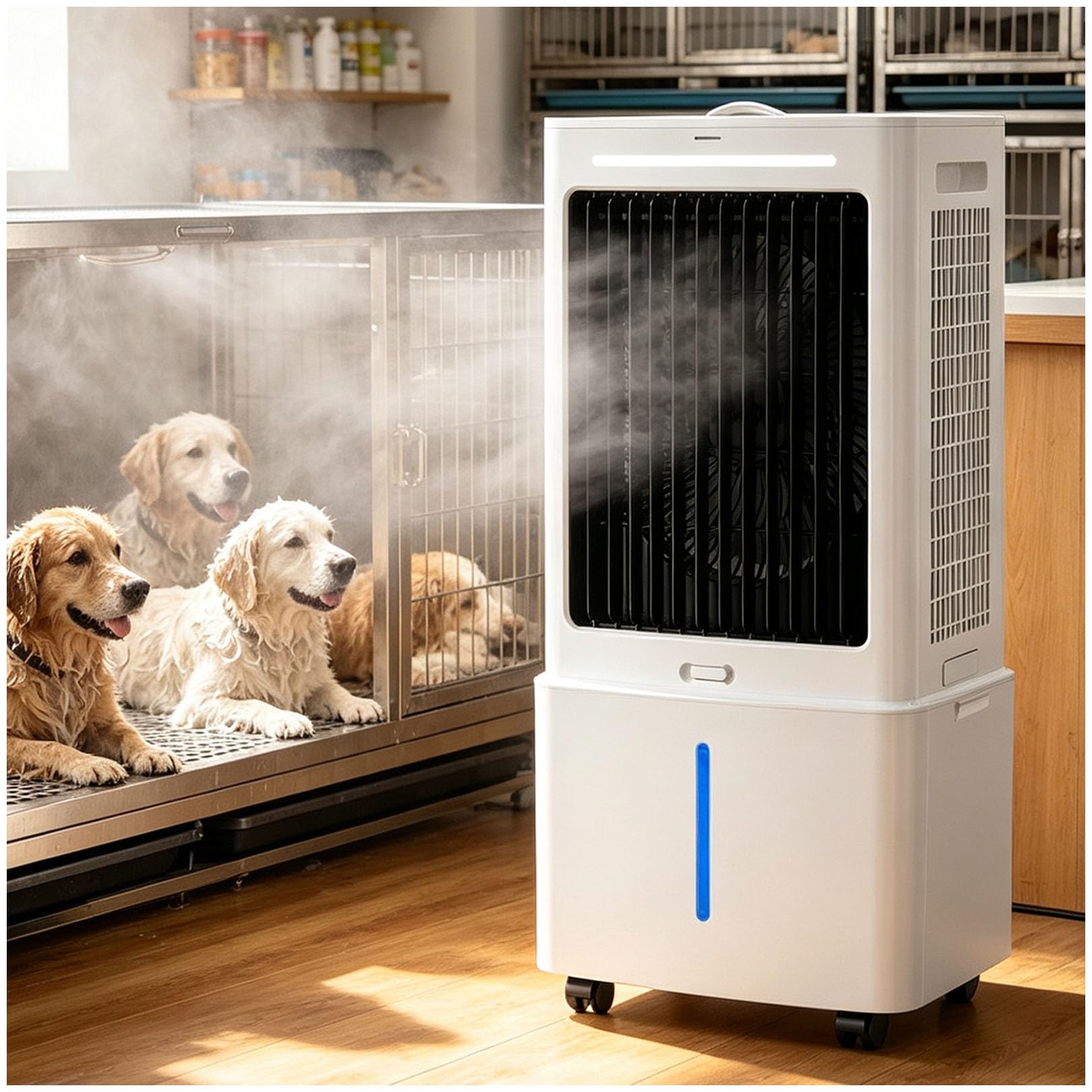Evaporative Cooler, 25L Swamp Cooler with 1177 CFM Airflow, 3-Speed Fan, 120° Oscillation, 360° Wheels, Windowless Design for Bedroom Study