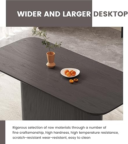 Miniatura 2 de Guyii Mesa de comedor negra de 65.35 pulgadas para 6 rectángulos, 6 personas, mesa kichen con pedestal fuerte, mesa de comedor moderna para comedor