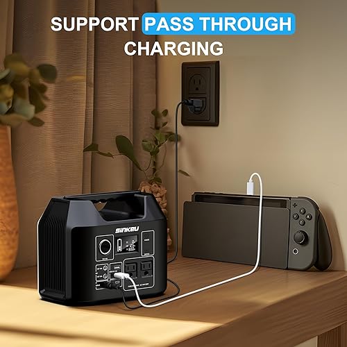 Miniatura 8 de SinKeu Estación de energía portátil, batería LiFePO4 de 256 Wh, generador solar de 300 W para uso doméstico, banco de energía con salidas de CA,