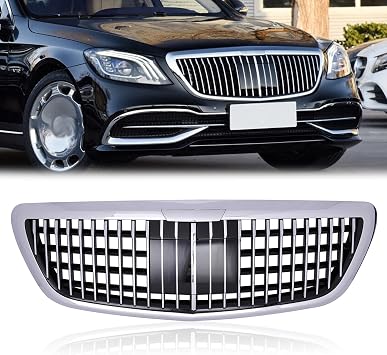 KARPAL Front Grille Maybach Style Compatible with 2013-2020 Mercedes S class W222 S400 S550 Chrome