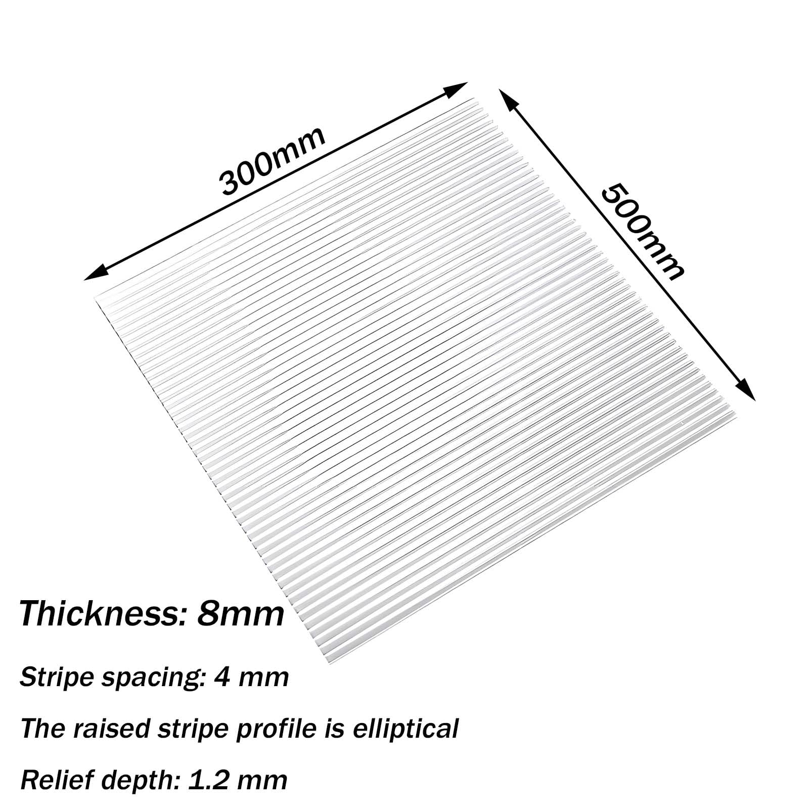 Pannello in Acrilico Rigato Trasparente Lastra 8 mm,300x500mm | Lastra in acrilico trasparente con superficie rigata, ideale per mobili, espositori, divisori e progetti creativi fai da te
