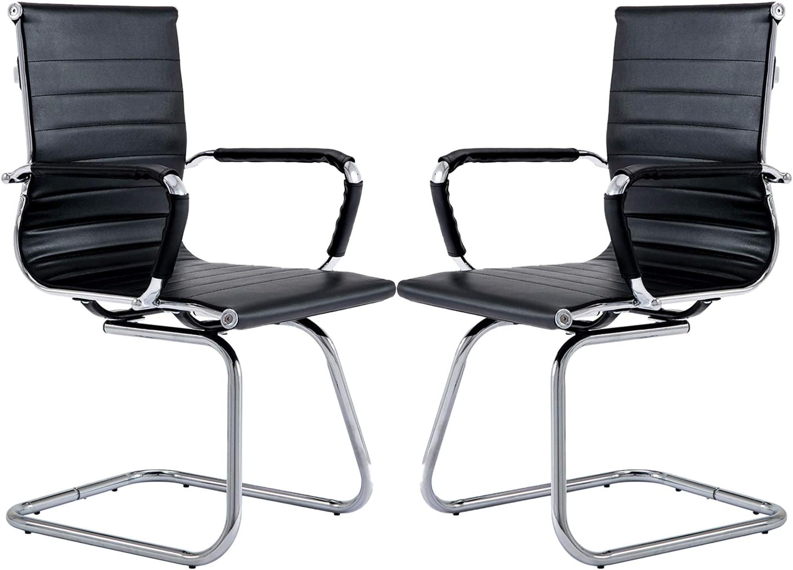Modern Office Chair Without Wheels Waiting Room Chairs with Arms for Reception Desk Conference Area, Set of 2