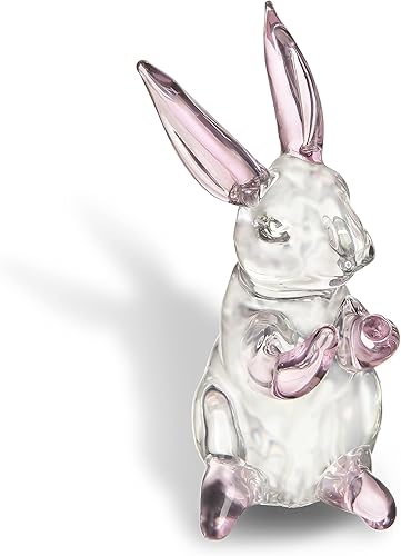 HDCRYSTALGIFTS Figura de conejo de cristal de 3.5 pulgadas, coleccionables, decoración de conejito de Pascua, arte de cristal, pisapapeles, Pascua,
