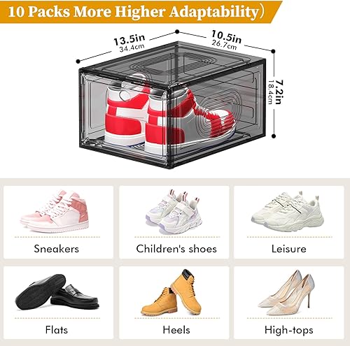 Miniatura 5 de Organizador de caja de zapatos de plástico transparente con tapa, diseño apilable, 1 paquete