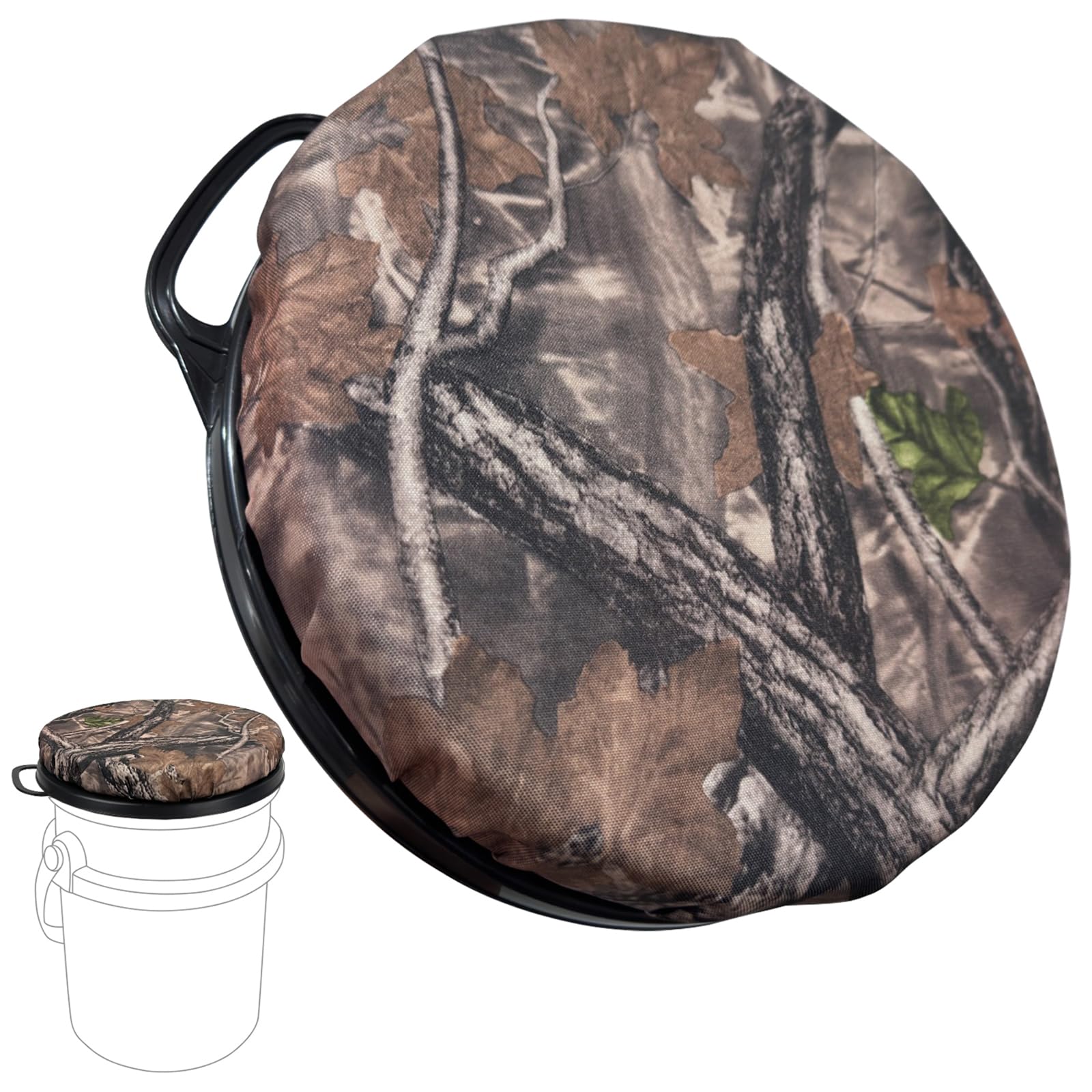 Eimersitz für Yeti 5-Gallonen-Eimer, drehbarer Eimerdeckel mit gepolsterter Oberseite, Eimer-Sitzkissen für Outdoor-Angeln, Jagd, Gartenarbeit, Baseball-Training, Camouflage-Blätter