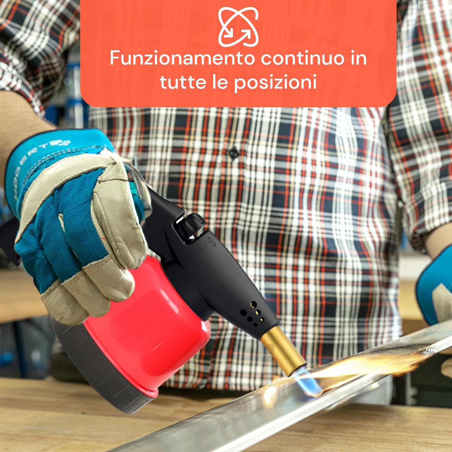 Avilia - Cannello a Gas Professionale e Domestico con Bruciatore da 20 mm, Accensione Piezo, Compatibile Cartucce 7/16, per Saldatura, Brasatura e Riscaldo in Ogni Posizione