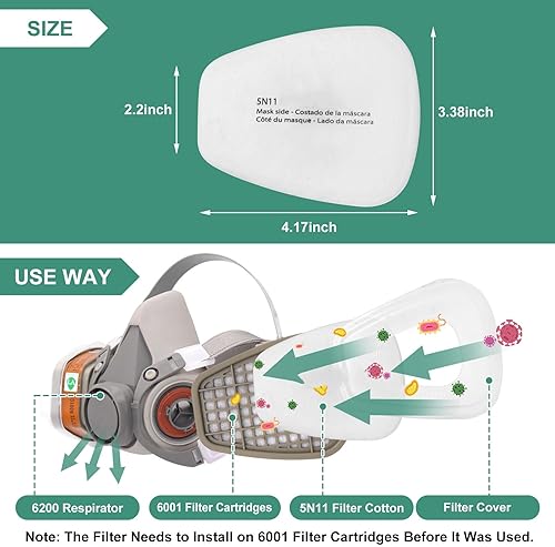 Miniatura 4 de 70 filtros respiradores 5N11  Filtro de partículas de algodón 5N11 para 6200, 6502, 7502, 6800 Series Respirator Mask