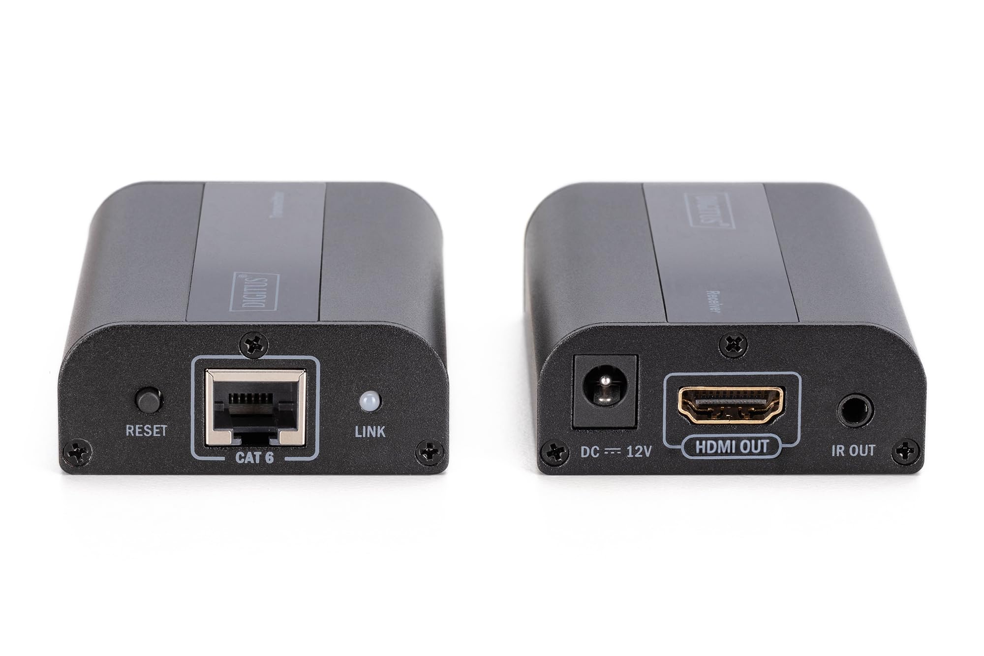 Digitus Set Di Estensori Hdmi 4k, 4k/60hz (4khdmiextenderset 4k2k/60hz - 4k Hdmi 30/60 M Cat 6 6a 7) | 70 m a través de cable LAN a partir de CAT 6 – Juego de emisor y receptor – Infrarrojos (IR) – Alimentación por cable