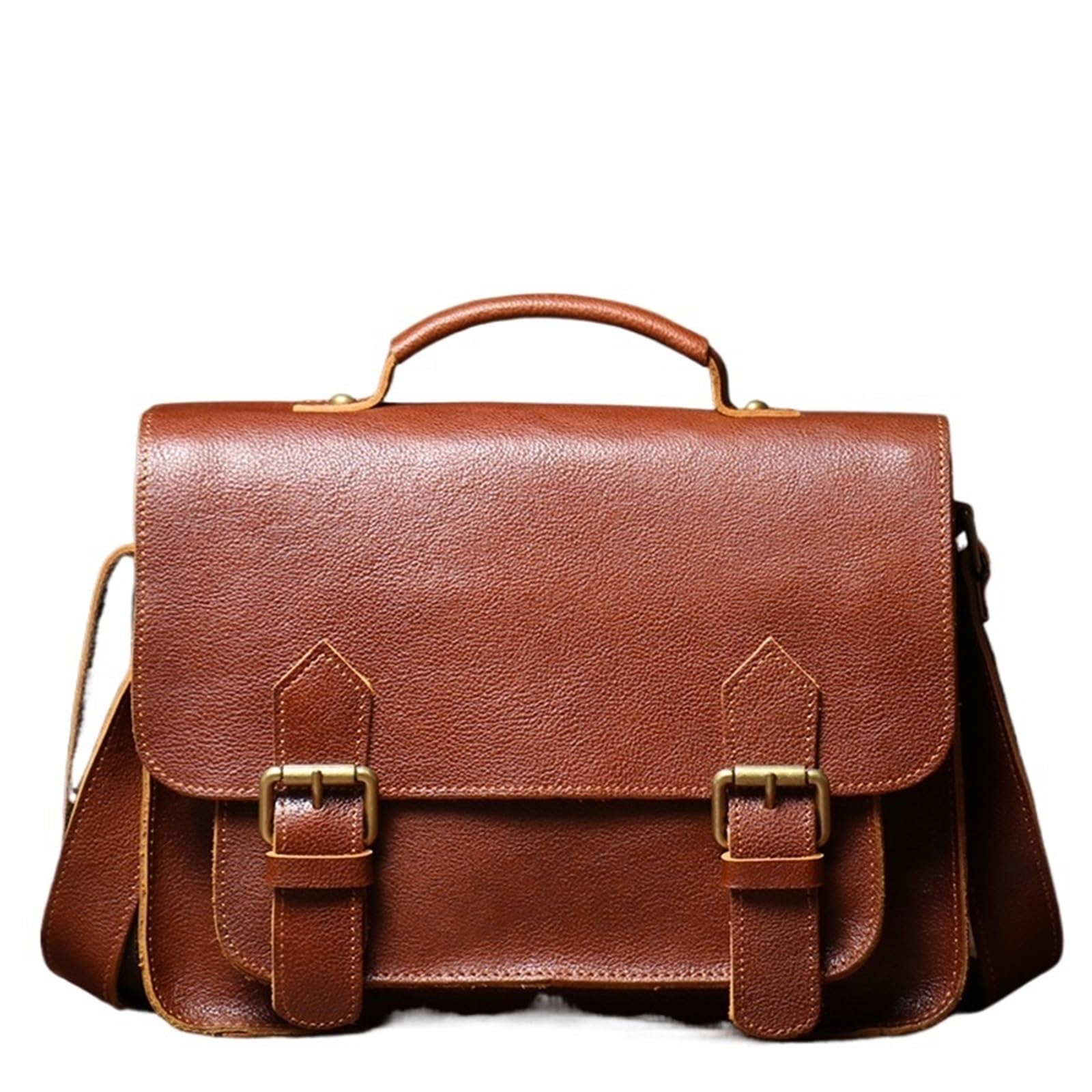 Bolsos de mensajero retro cuero auténtico for hombre y mujer, bolso hombro piel vaca natural, cruzado informal, bolsos Cambridge lujo Para Negocio Colegio Trabajo Café