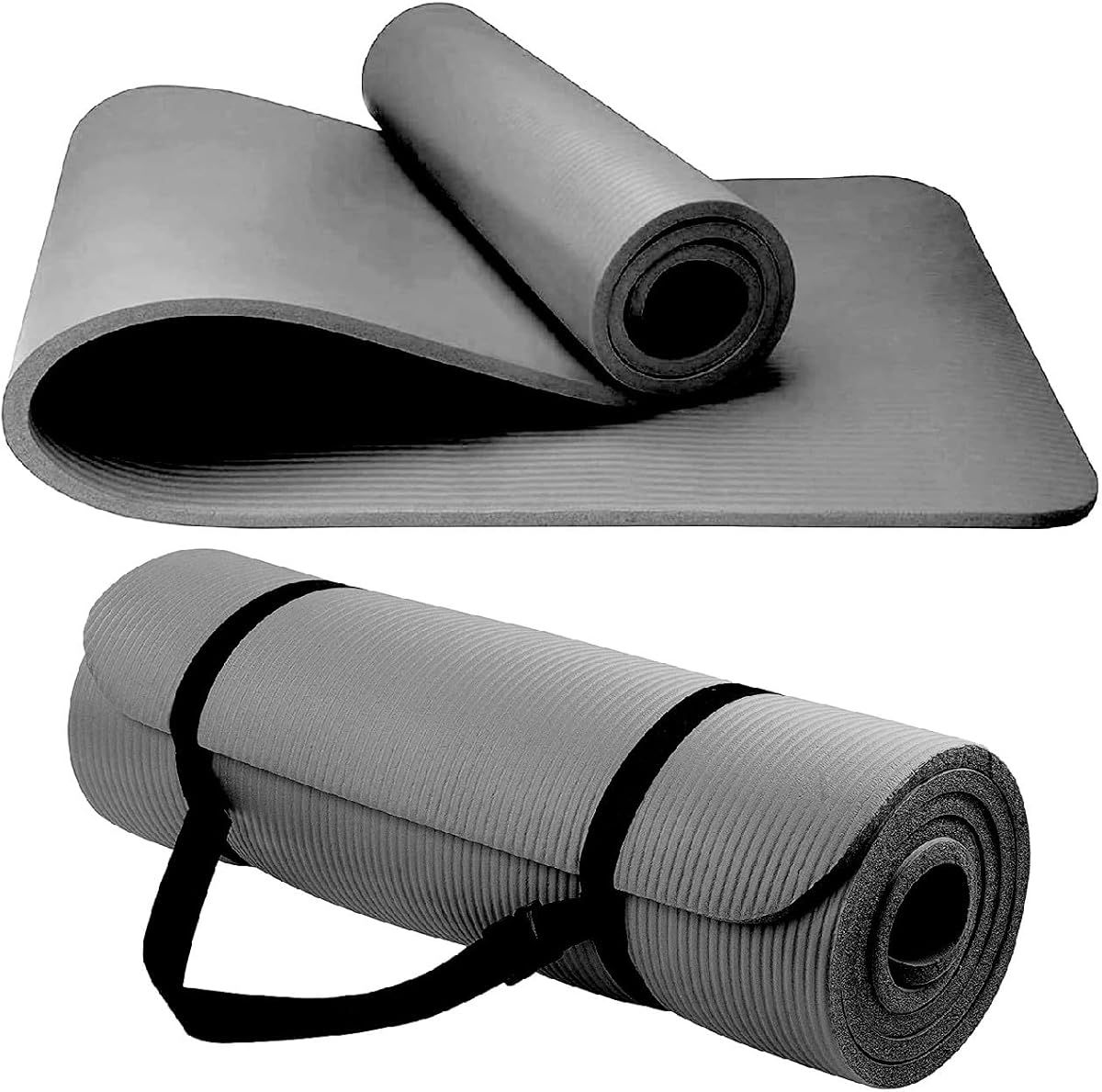 Yoga Mat Unisex Non-Slip Thick Foam Fitness Exercise Mat (10mm) Comes with Carrying Strap Lightweight Home Gym Workout Equipment for Yoga, Pilates, Stretching, Gymnastics Training & Camping